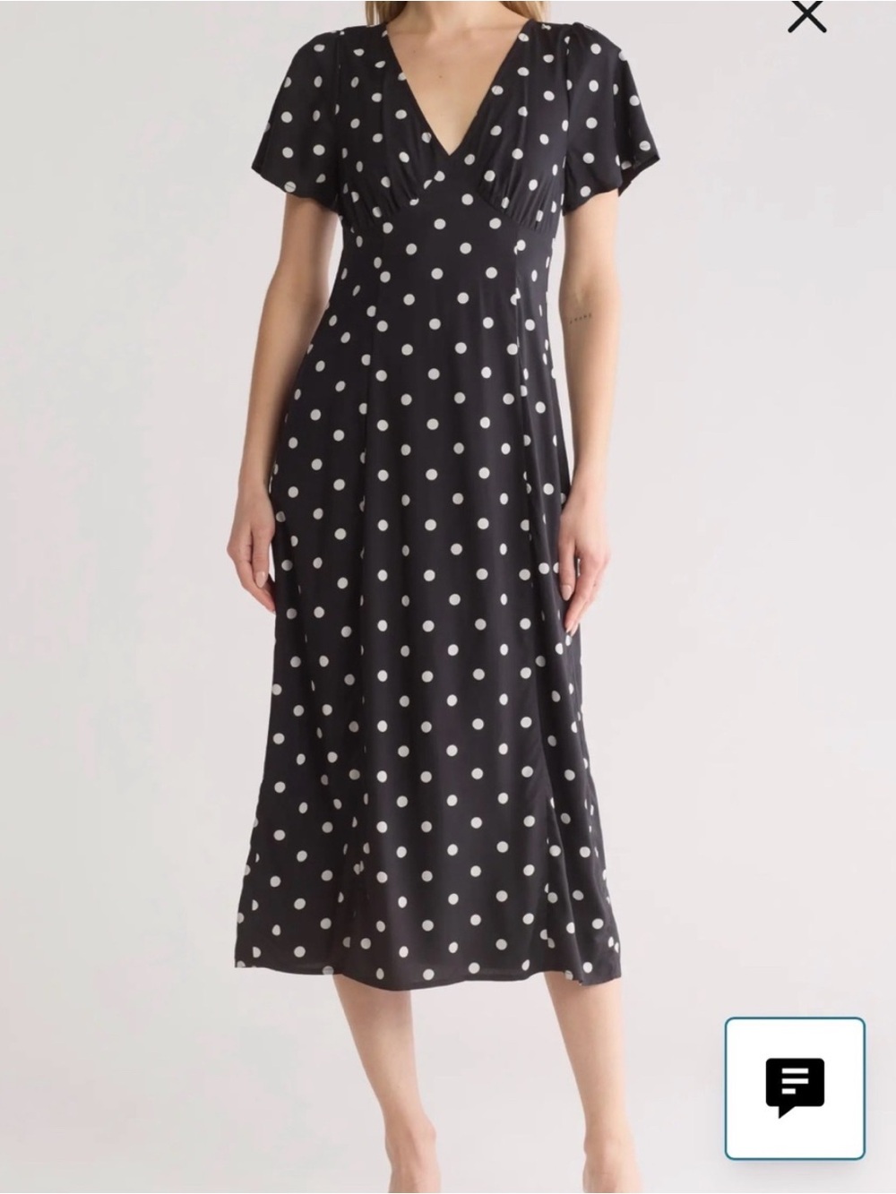Madewell Black Midi Dress with White Polka Dot